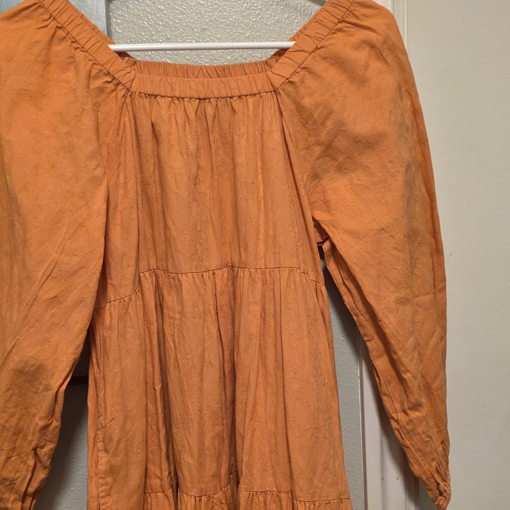 Orange Peasant Blouse